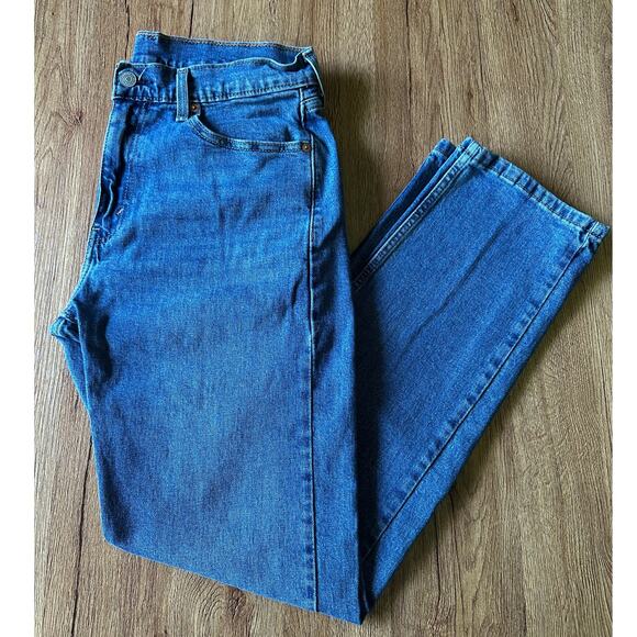 Levi's 505 Straight Regular Fit Dark Wash Jeans Size 32x32 - Picture 2 of 7